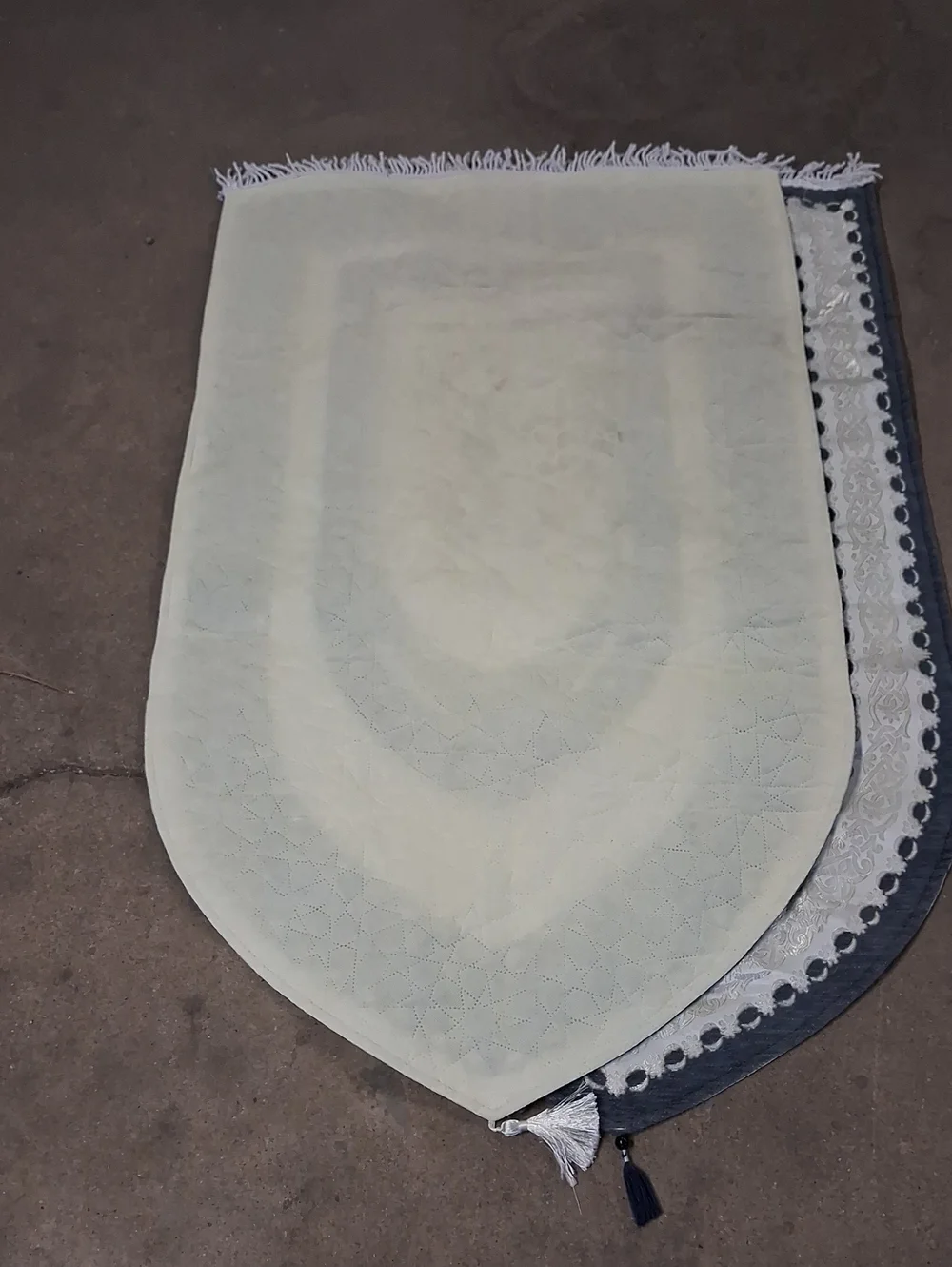 Pair of Decorative Prayer Rugs in Blue and Cream